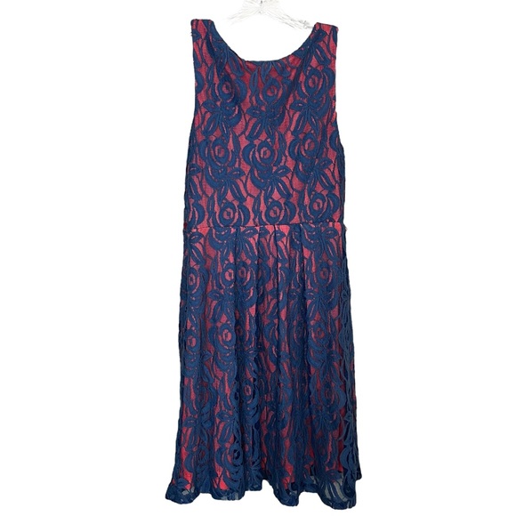 Anthropologie Eva Franco Lined Lace Blue Bright Coral, Pink size 6 - Picture 4 of 13